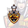 Gold Armored Knight Lady Empire Vector Mascot